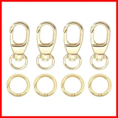 【即発送】キーホルダーパーツ 手作り 丸カン アクセサリーパーツ 丸型回転フック 手芸用品 ワンタッチキーホルダー金具 ４個セット DIY材料 二重リング (20mm(外径) キーホルダー ナスカン 金) aninako