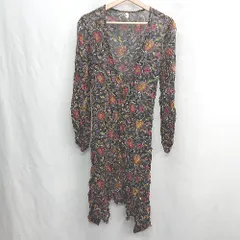 ◇ ⊇ Ungrid アングリッド 花柄 長袖 ロングガウン サイズF ブラック マルチカラー レディース E  【1502180002748】