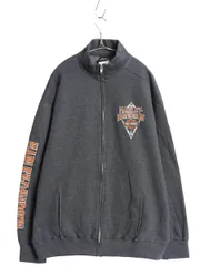 【お得なクーポン配布中!】 ハーレー ダビッドソン 3面 プリント フルジップ スウェット メンズ XL / トレーナー 裏起毛 バイク ハイネック イラスト カーディガン 灰