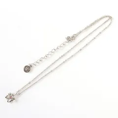 MOF25006 未使用 Courreges クレージュ フラワーモチーフ ネックレス アクセサリー ペンダント シルバー×ピンク