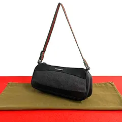 極 美品 GUCCI グッチ シェリーライン ロゴ 金具 レザー 本革 デニム ミニ セミ ワン ショルダーバッグ ハンドバッグ ブラック 46582