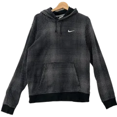 00's/00年代 NIKE Club AOP/ナイキ 総柄 パーカー フーディー プルオーバー ワンポイント刺繡 オーバーサイズ ビッグシルエット カンボジア製 メンズ M ブラック