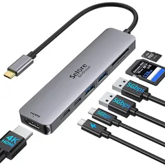 USB C ハブ 7-in-1 usb ハブ hdmi タイプc 変換 4K対応HDMIポート USB-A3.0ポート*2 高速転送 USB-C3.0ポート SD/TFスロット Macbook Pro/Air/Surface go/Pro/Lenovo/H 0