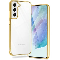 Galaxy S21 5G ケース クリア 金 SC-51B SCG09 GalaxyS21 カバー 保護カバー 耐衝撃 軽量 スマホケース ソフト TPU 薄型 透明 背面クリア ストラップホール付き（ゴールド） 0
