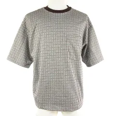 ニコアンド Niko and.. Tシャツ カットソー 五分袖 クルーネック 厚手 チェック 3 茶 ブラウン トップス /BTのサムネイル