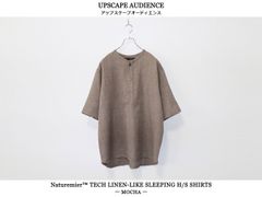【SALE】UPSCAPE AUDIENCE / Naturemier™️(ナチュレミア)TECH リネンライク メランジクロス クルーネック スリーピング ハーフスリーブシャツ - MOCHA