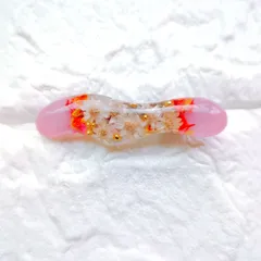 No.363　レジン　ヘアクリップ　ボタニカル　ピンク　波型
