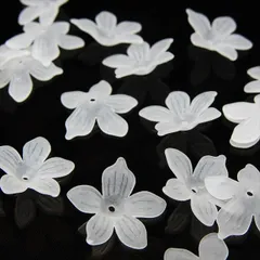 R-034 アクリルフラワー【g】20個入 約20mm 5枚花弁 アクリルビーズ 花びら すりガラス 半透明 艶消し マット 樹脂 ハンドメイド アクセサリー パーツ