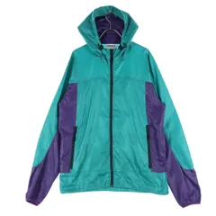 CAMP7 キャンプセブン ツートンカラー 長袖 マウンテンパーカー M グリーン×パープル アウトドア メンズ 古着