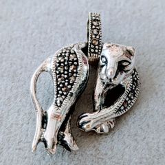 ☆NEW☆トルコ製 マーカサイト&925silverペンダントトップ (豹)