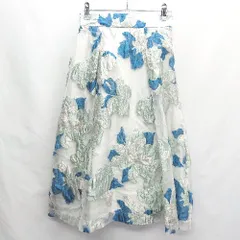 ◇ ⊂ MERCURYDUO<!-利用不可文字-!> マーキュリーデュオ 花柄刺<!-利用不可文字-!> ロング フレア スカート サイズF ブルー系 レディース E  【1409240032151】