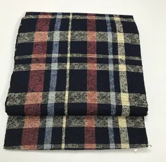 八寸名古屋帯　米沢織　 格子　チェック柄　ベージュ　ローズピンク 八寸名古屋帯 米沢織 格子 チェック柄 ベージュ ローズピンク