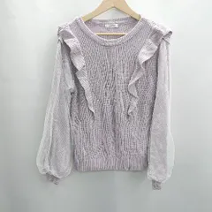 ◇ ⊇ INGNI イング 袖シアー素材 長袖 ニット セーター サイズ M パープル系 レディース E  【1502030049015】