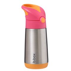 b.box(ビーボックス) 子供 水筒 ストロー 断熱ドリンクボトル 350ml 保冷 保温 ワンプッシュ式 上段食洗機OK 【b.box正規品】 【ステンレスボトル】 ストロベリーシェイク