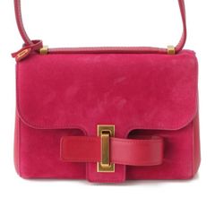 【デルヴォー】Delvaux　サンプリシーム スエード×レザー ショルダーバッグ レッド 【中古】【鑑定済・正規品保証】195030