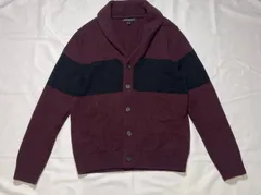 【202325】BANANA REPUBLIC バナナリパブリック  襟付き　コットン厚手カーディガン　アウター　ボーダー柄 メンズ  ・ ダークパープル系