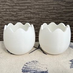 3Dプリンター鉢　2個セット　多肉植物　卵形　ホワイト