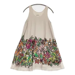 GRACE CONTINENTAL ボタニカル柄 シフォン ノースリーブ サイズ36 ワンピース ベージュ レディース グレースコンチネンタル【中古】5-0704S♪