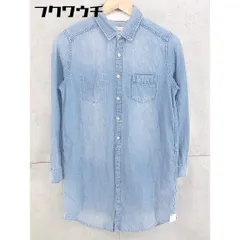 ◇ ◎ SEVENDAYS=SUNDAY インディゴ染め デニム調 長袖 膝丈 シャツ ワンピース サイズM インディゴ レディース 【中古】 【1104060004592】