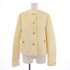 ザラ ZARA ショートテクスチャージャケット ノーカラージャケット ツイード S アイボリー 5854/025/712 /BM