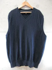 TOMMY HILFIGER トミーヒルフィガー Vネック ベスト 綿ニット ネイビー Lサイズ