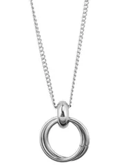 ダブルリング サークルネックレス メンズ レディース チェーン フープ ペア 誕生日 プレゼント おしゃれデザイン ステンレス (45cm+5cm) 