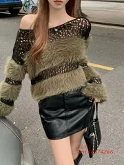 ボーダー柄 オフショル ニット セーター 韓国 ファッション レディース ant4y574266