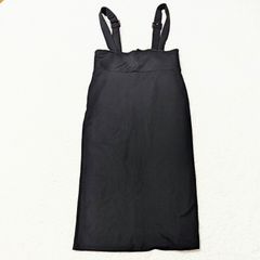 美品　しまむら　RIVIETTA　リヴィエッタ　ジャンバースカート　ジャンスカ　スカート　ワンピース　ロングワンピース　肩紐調節可能　重ね着　シンプル　Ｍ　黒　ブラック　洗える