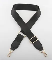ショルダーベルト　ショルダーストラップ　単品　太め　予備ベルト　金具　シンプル　調節可能　幅3.8㎝　最長約130㎝　黒金　ナイロン　レザー　ショルダー バッグ ハンドバッグ 用