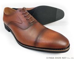 PARASHOE 本革 内羽根ストレートチップ（キャップトゥ）ビジネスシューズ 茶色 ワイズ 4E（EEEE）27.5cm、28cm、28.5cm、29cm、29.5cm、30cm、31cm、32cm【大きいサイズ（ビッグサイズ）メンズ 革靴・紳士靴】