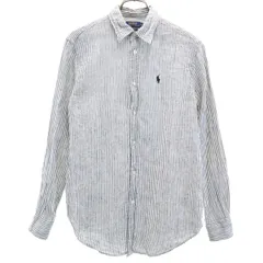 POLO RALPH LAUREN ポロラルフローレン リネン ストライプ柄 長袖 シャツ XS ホワイト メンズ 古着