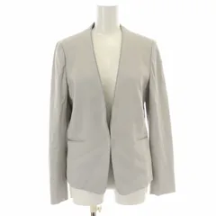 グリーンレーベルリラクシング ユナイテッドアローズ green label relaxing D ノーラペル ジャケット ノーカラー シングル センターベント 38 M ライトグレー 3522-144-1087 /XK