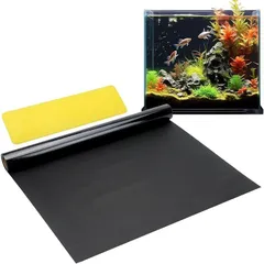 SAQURIZE Shop アクアリウム用バックシート 糊不要 遮光性 フリーカット 生体が映える 配線隠し 水槽装飾(ブラック)のサムネイル