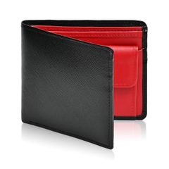 本革 二つ折り財布 赤黒 財布 プレゼントにも - メルカリ