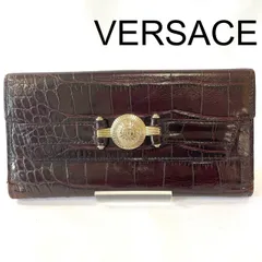 90s VERSACE ヴェルサーチ 長財布 クロコダイル 太陽 シルバー 銀 90s VERSACE ヴェルサーチ 長財布 クロコダイル 太陽 シルバー