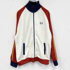 古着 used　フレッドペリー　長袖トラックジャケット　ジャージ　ワンポイント　マルチカラー　刺繍ロゴ　Lサイズ