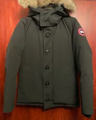 MADE IN CANADA製 CANADA GOOSE EDIFICE別注 ORFORD PARKA 脱着式コヨーテファー付きフードダウンジャケット ブラック Sサイズ