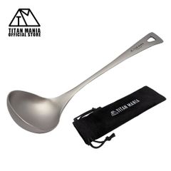 TITAN MANIA チタンマニア おたま レードル チタン製 軽量 頑丈 直火 お玉 一体型 調理器具 キッチンツール キャンプ ソロキャンプ アウトドア用品 キャンプ用品 収納袋付き