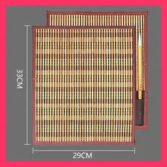 【スタッフおすすめ！】LIKENNY 筆巻き 竹製 筆 収納 持ち運び 習字 ペンケース 書道 保管 ポケット付き コンパクト 毛筆 細竹皮筆巻 33cm * 29cm 巻き 手織筆巻 筆入れ