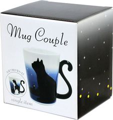 マグカップ　白黒ブチ猫　色変わり　夜明け　単品