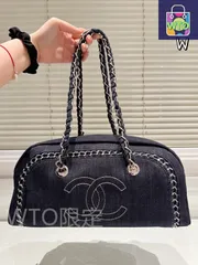 【今日WTO】Vintage CHANEL ヴィンテージ ボウリング シングルショルダーバッグ 25×20cm-WTO輸入-RXF82