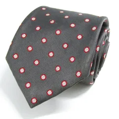 コムサメン ブランド ネクタイ ドット 花柄 小紋柄 シルク PO メンズ グレー COMME CA MEN 【中古】