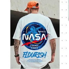 オーバーサイズ　大きめ　tシャツ　ビッグシルエット　プリント　ストリート　白　ホワイト　ヒップホップ　ダンス　部屋着　ユニセックス　男女兼用　ルーズ　バックプリント　個性的　かっこいい　人気　新品未使用　ゆるだぼ　韓国　オルチャン　NASA