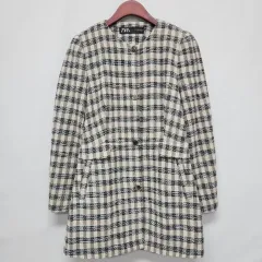 ZARA(ザラ) レディース リネン ブレンド チェック コート S サイズ