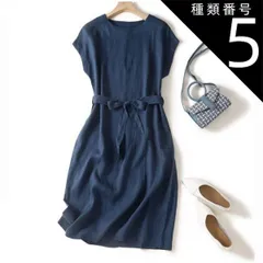 種類5：グレー/M ワンピース ミドル丈 袖あり 半袖 ラウンドネック Aライン ウエストリボン かわいい 大人可愛い きれいめ シンプル カジュアル 大人 上品 おしゃれ お洒落 レトロ ラフ とろみ感 抜け感 ストライプ 春 夏 10代 20代 30代 4