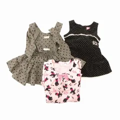 シャーリーテンプル Shirley Temple ロンパース ワンピース おまとめ3点セット ネコ柄 ドット リボン レース 90-100 ピンク 黒 ブラック 白 ホワイト /FT