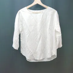 ◇ KUMIKYOKU カジュアル シンプル 無地 通勤 オフィス 七分袖 カットソー サイズ2 ホワイト レディース E  【1308290035252】