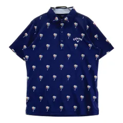 サイズ：L CALLAWAY キャロウェイ  半袖ポロシャツ 総柄 ネイビー系 [240101493451] ゴルフウェア メンズ ストスト