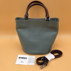 MARGARET HOWELL idea アルマック 2WAY ショルダー トート/ブルー系 グリーン系/マーガレットハウエル アイデア/マグネット金具/ミニ バケツ 肩掛け ハンド バッグ 手持ち 鞄/ 服飾 (75-2025-0606-KO-005)