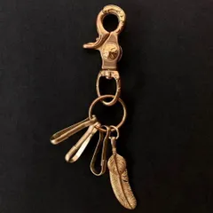 真鍮 キーホルダー キーリング キーフック カラビナ 羽 フェザー ビンテージ レトロ アンティーク アクセサリー パーツ ハンドメイド ゴールド 213